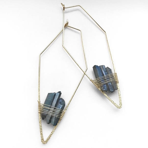 Urban Outfitters Jewelry - Geometric Quartz Crystal Hoop Statement Earrings